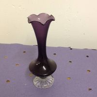 elegante Blumenvase mit Kristallsockel Vintage 25 cm Ki3