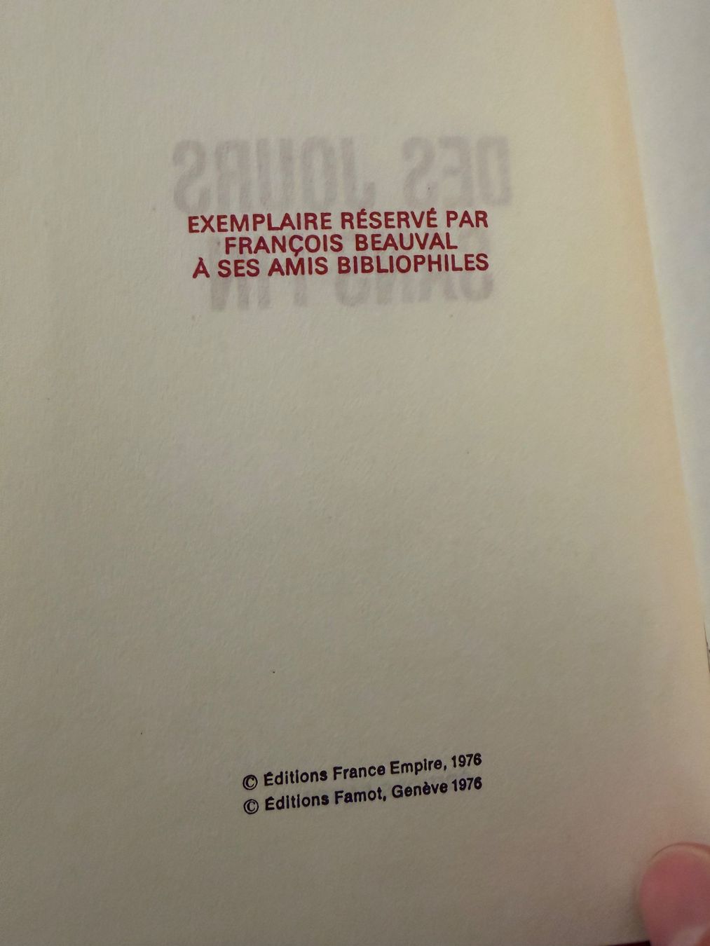 Bücher: Des jours sans fin – Gebraucht aus Froideville von vin_ynl9 2