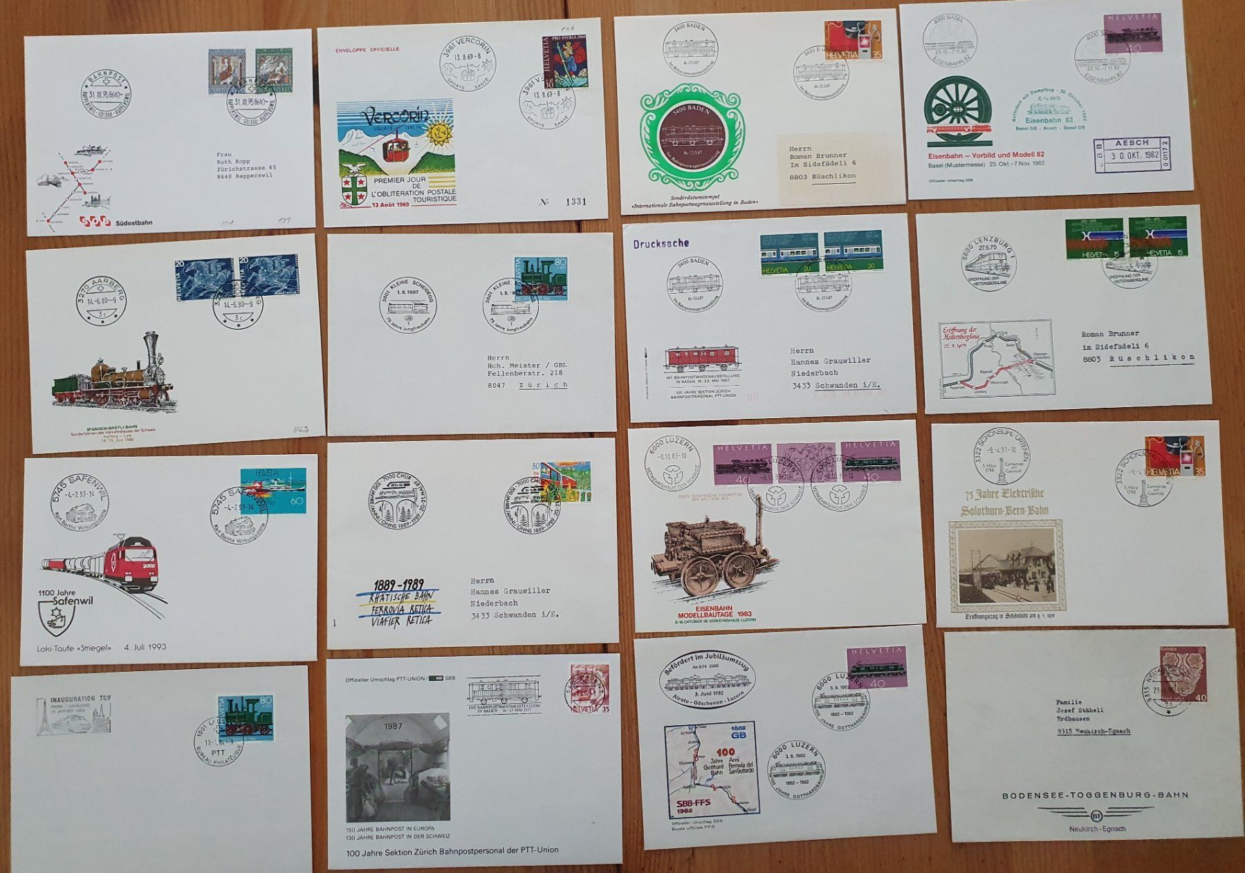 Alle Briefmarken: Schweiz: 150 Briefe mit Bahn Stempel oder Couvert Bahn – Gebraucht aus Dällikon von Minita 4