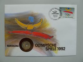 1992, Numisbrief "Barcelona Olympia" Sommerspiele mit Münze