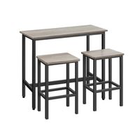 Bartisch mit Barhocker Set greige meliert-tintenschwarz