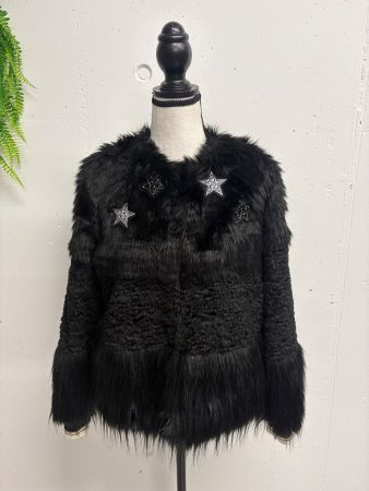 Sportalm Kunstfelljacke schwarz mit Strass Gr. 34