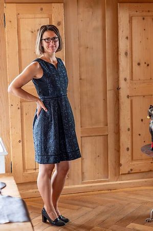 Maison 123 Kleid Gr. 36 blau schwarz elegant festlich