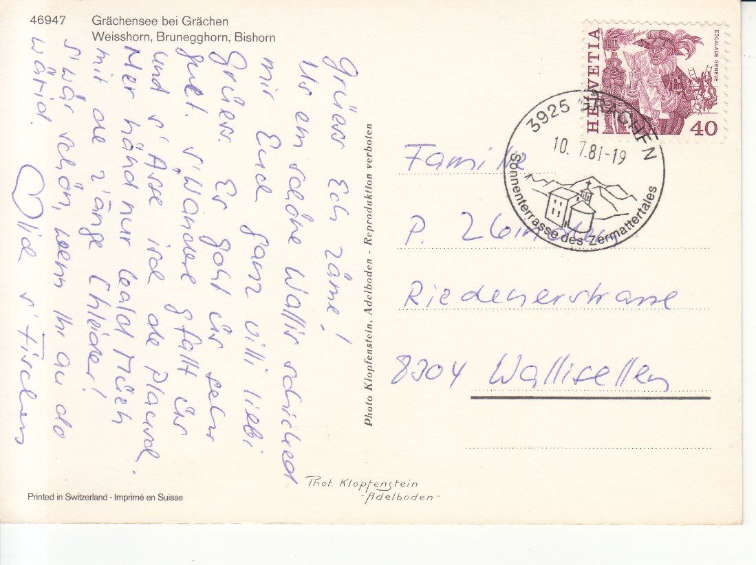 Cartoline postali: Grächensee 1981 – Usato da Bürglen TG venduto da StampGraf 1