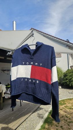 Tommy Jeans Strickpullover XL – Navy / Rot / Weiss – Neu