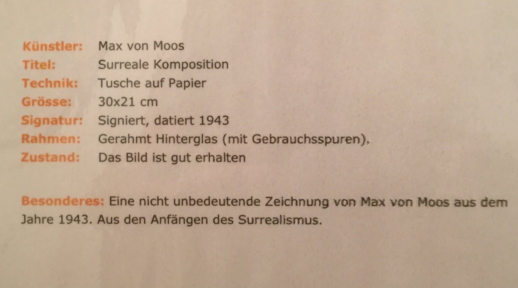 Dipinti: Max von Moos, signiert und datiert, 1943 – Usato da Einsiedeln venduto da artgallery59 3