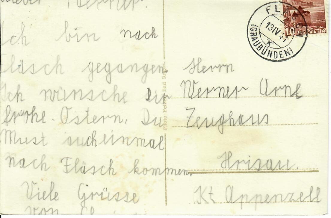 Cartoline postali: Fläsch - Flugaufnahme 1941 – Usato da Hochdorf venduto da Ziegel-16 1