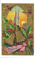Frohe Weihnachten - a merry Christmas - Glocken  Präge-Litho
