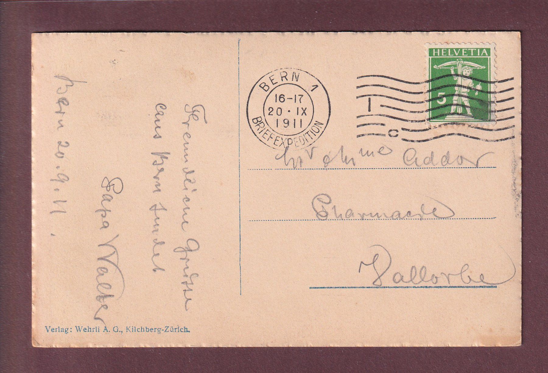 Ansichtskarten: BERN - Zeitglockenturm - Leute - 1911 – Gebraucht aus Pully von nicecards 1