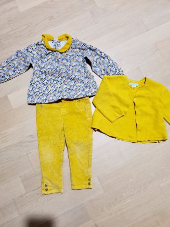 Ensemble okaidi pantalon, t-shirt, gilet 18 mois/ 80cm