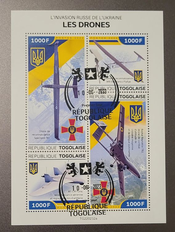 Prophila Briefmarken Block2 – Togo 2022 Ukrainische Luftwaffe, Postfrisch MNH