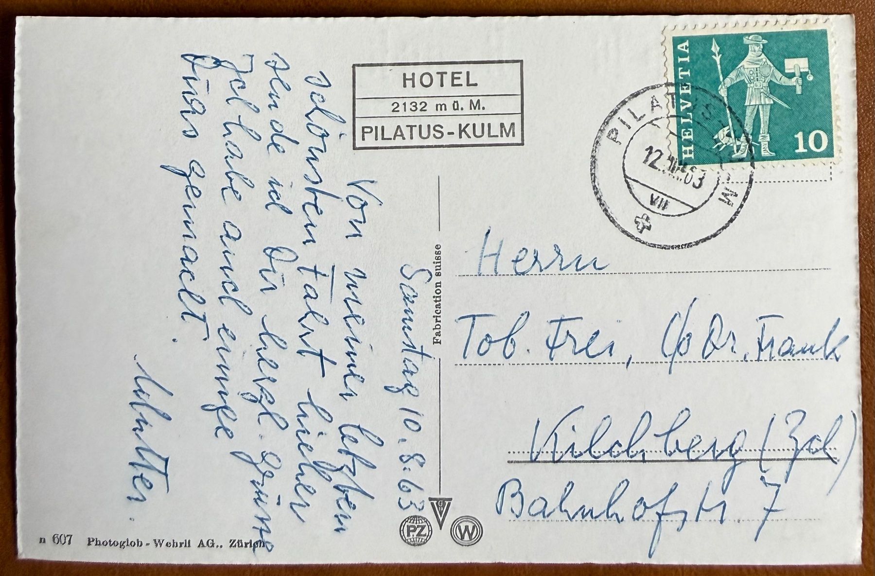 Cartoline postali: Pilatusbahn 1963 – Usato da Lutry venduto da Ediego 1