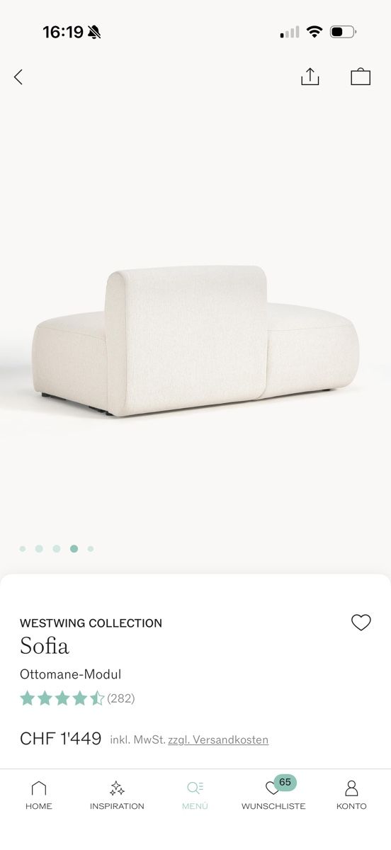 Sofas: Westwing Collection Sofia Ottomane-Modul weiss – D'occasion à Zürich par and_v5kz 3
