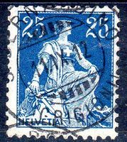 GRIGIONI SITZENDE HELVETIA 25 RP VOLLSTEMPEL 11.IX.12.  -68