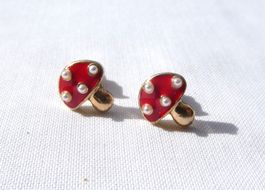 Kleine Ohrstecker 'Fliegenpilz', Modeschmuck, neuwertig