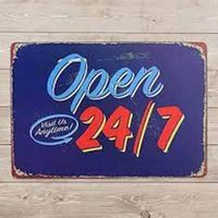 Rusty Blechschild - OPEN24/7-BLAU