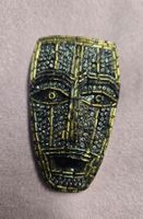 Vintage Brosche, gold schwarz, Maske Afrikanisch Tribal