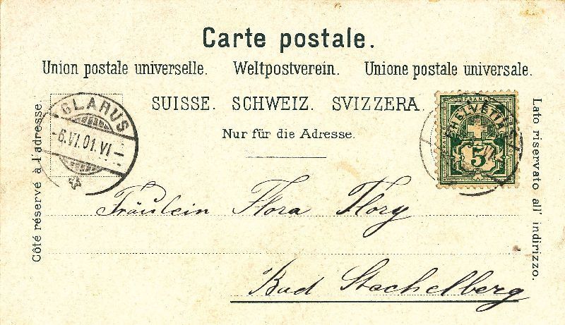 Cartoline postali: Glarus - Gruss aus ... Litho + 1901 – Usato da Emmenbrücke venduto da teestube 1