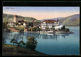 Spiez, der Ausflugsdampfer an der Anlege