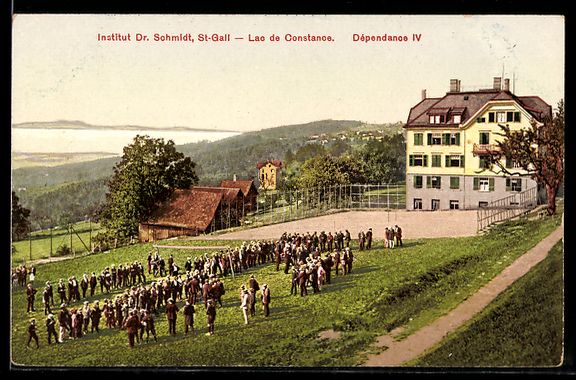 Cartoline postali: AK St. Gallen, Institut Dr. Schmidt, Lac de Constance – Usato da Berlin venduto da bartko-reher