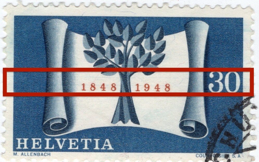 Tutti i francobolli: 085b 1948 100.mo Costituzione/Dif. – Usato da Breganzona venduto da dede46