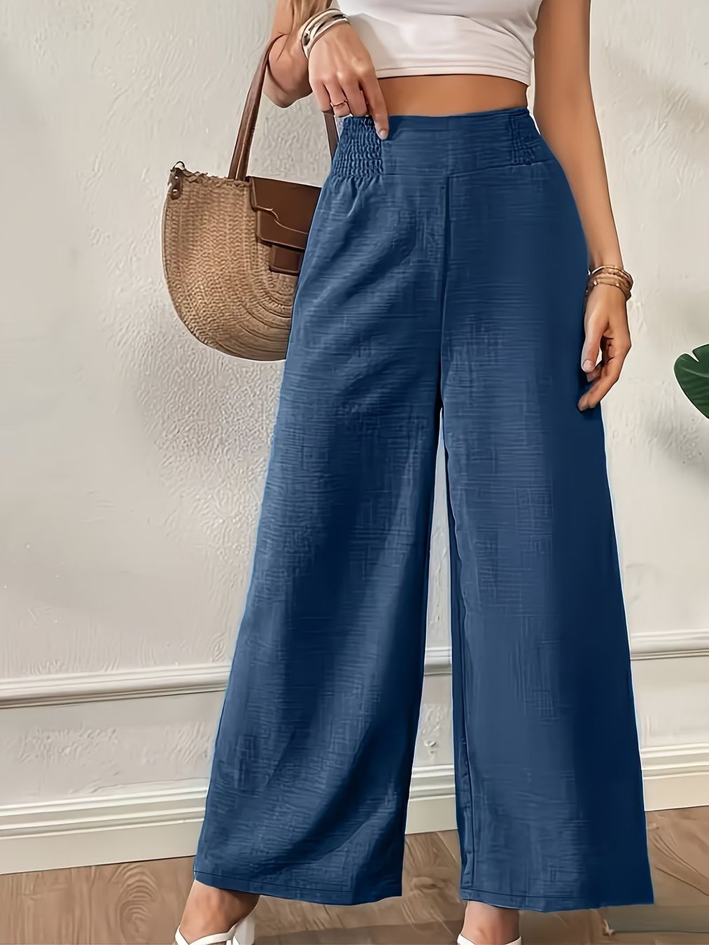 Pantaloni: pantalon large taille haute, taille élastique T46 – Nuovo (secondo la descrizione) da Tolochenaz venduto da nieeva