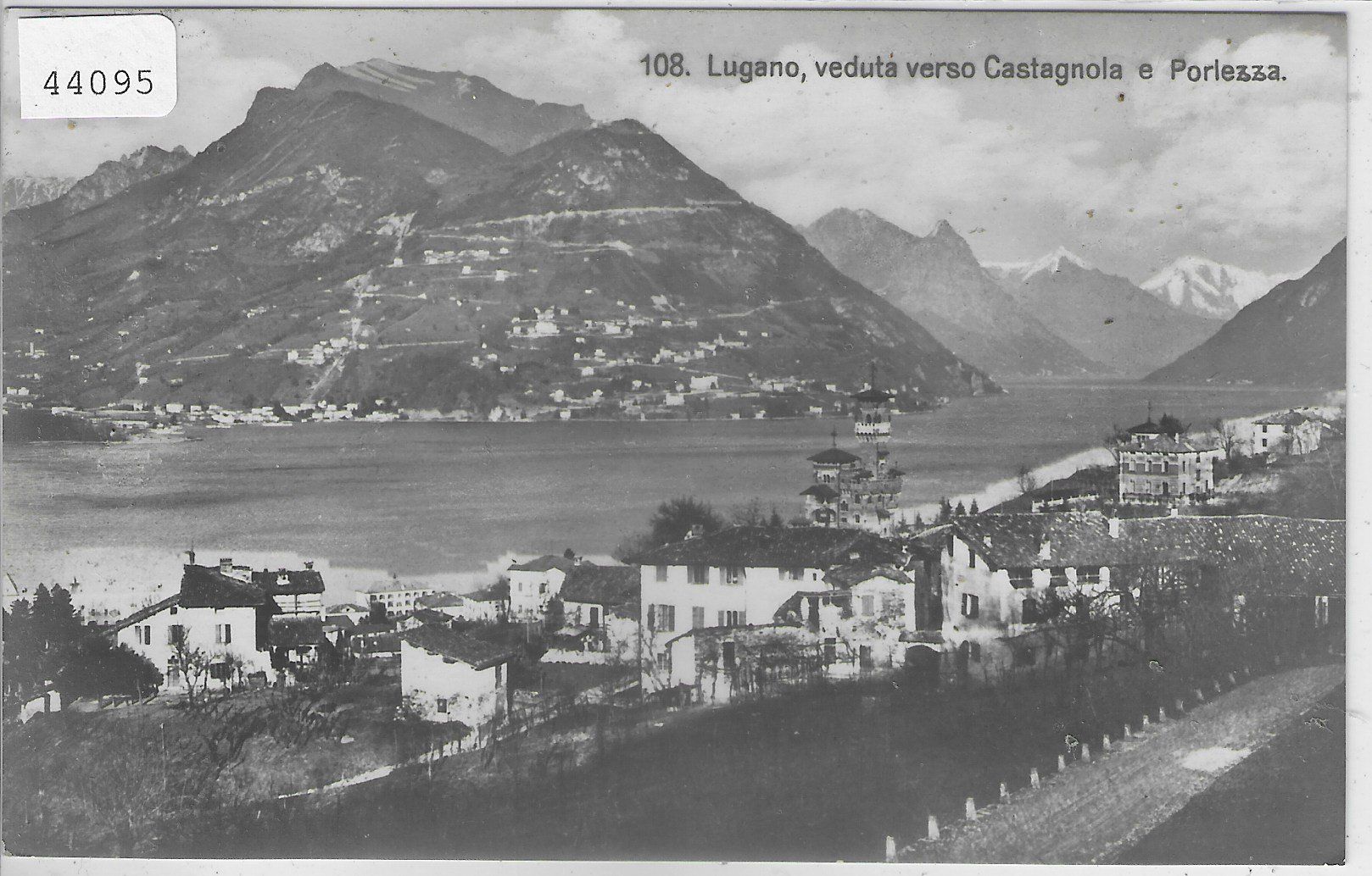 Cartoline postali: Lugano, veduta verso Castagnola e Porlezza – Usato da Ettingen venduto da Kartenplanet