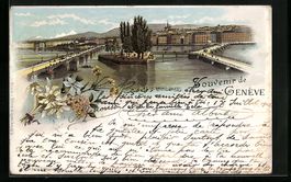Litho Genève, Ortsansicht am Wasser