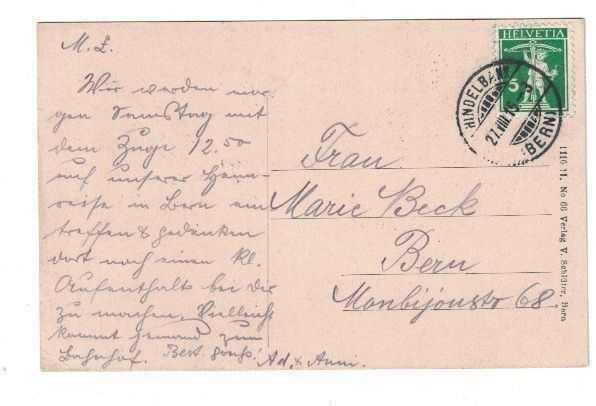 Cartoline postali: Hindelbank - alte Ansichtskarte 1915 – Usato da Vitznau venduto da Ropaku 1