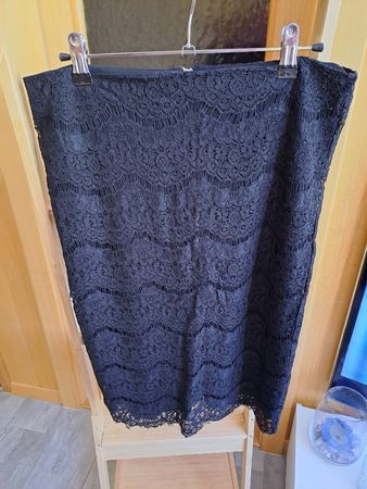 Damen Rock schwarz Spitze Gr M