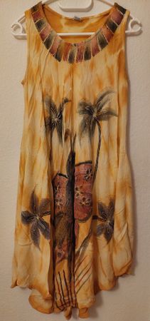Leichtes gelbes Sommer Kleid aus Viscose Gr 44 / 46 / L / XL