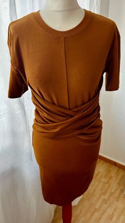 H&M Studio Kleid, Dress, XS / 34, ockerbraun in Wickeloptik