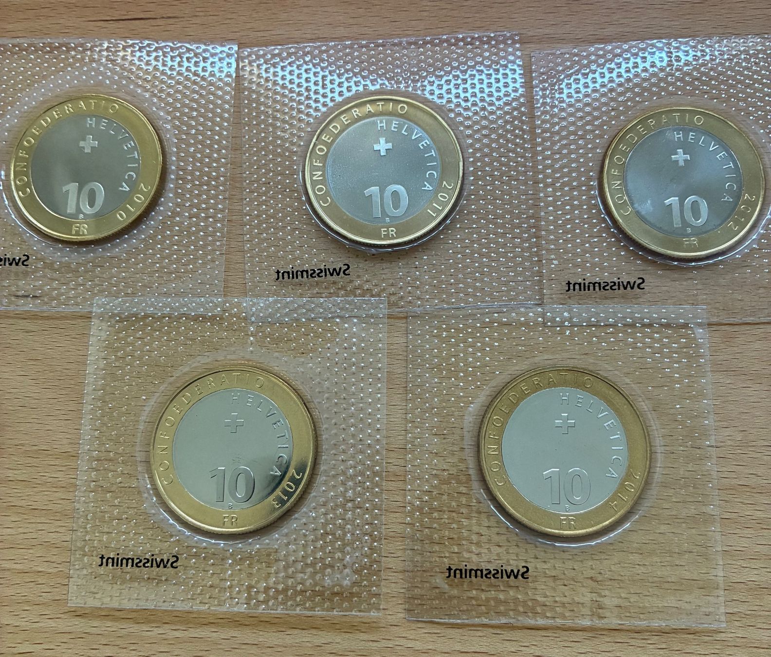 Tutti le monete: 5 x 10 Franken 2010 - 2014 Originalverpackt – Usato da Roggliswil venduto da batho22 1