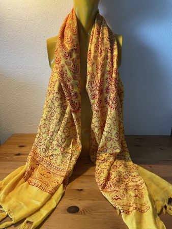 Echarpe indienne jaune et rouge - jamais portée 