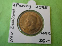 New Zealand 1945, 1 Penny   unz.
