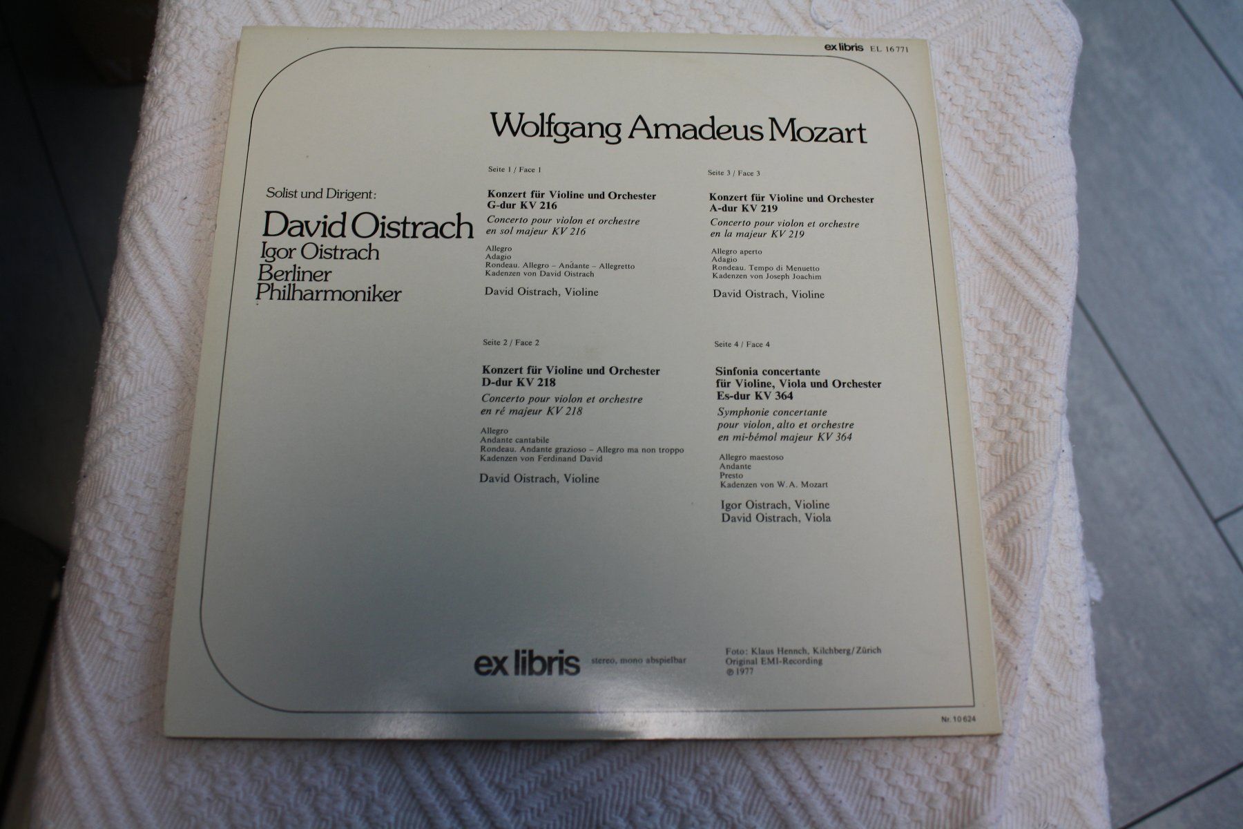 Vinyles: Mozart EL 16771 – D'occasion à Buchrain par Donatello4 1