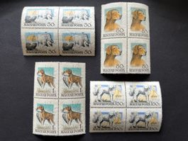 Ungarn Magyar 1956 Hunde Viererblock * und   ** (4352)
