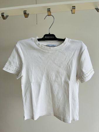 T-shirt Zara blanc cassé perles S comme neuf