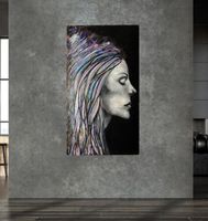 Original Mixed-Media-Kunstwerk – Frauenporträt 