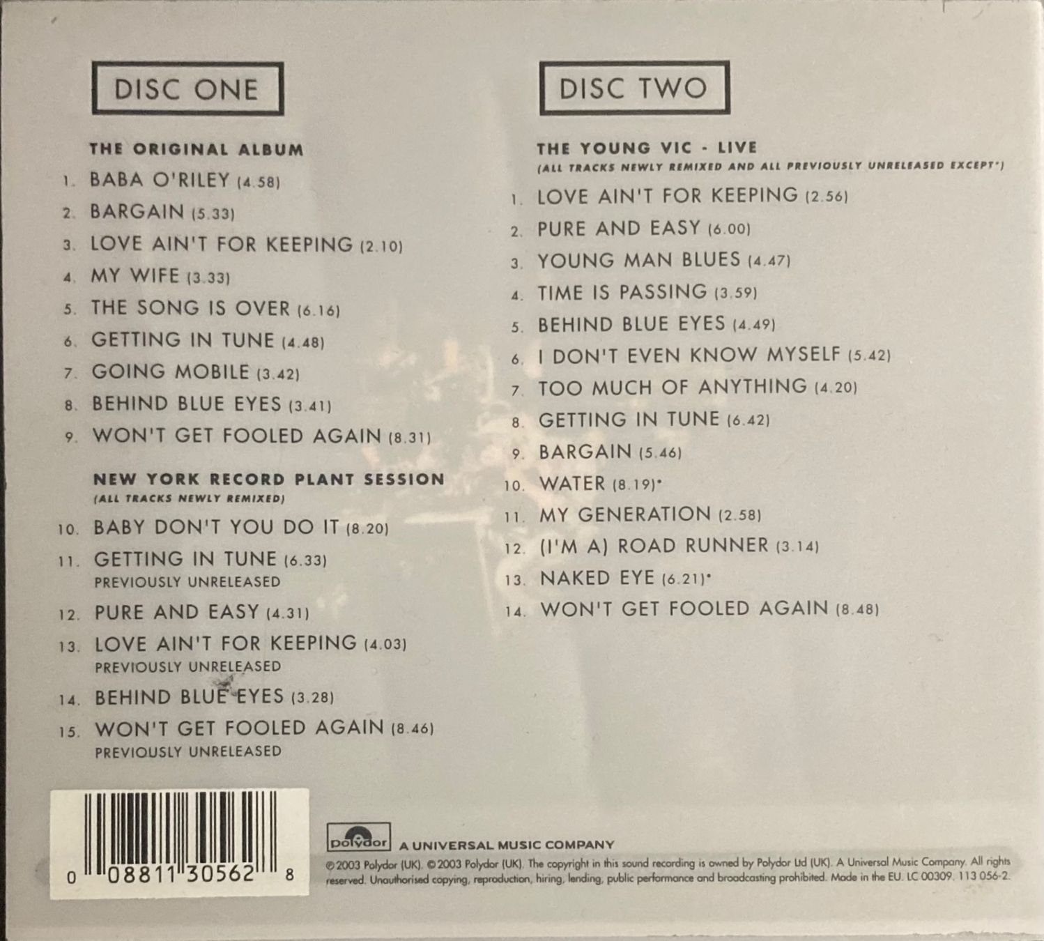 CDs: THE WHO - WHO'S NEXT – D'occasion à Poliez-Pittet par Newtown-Records 1