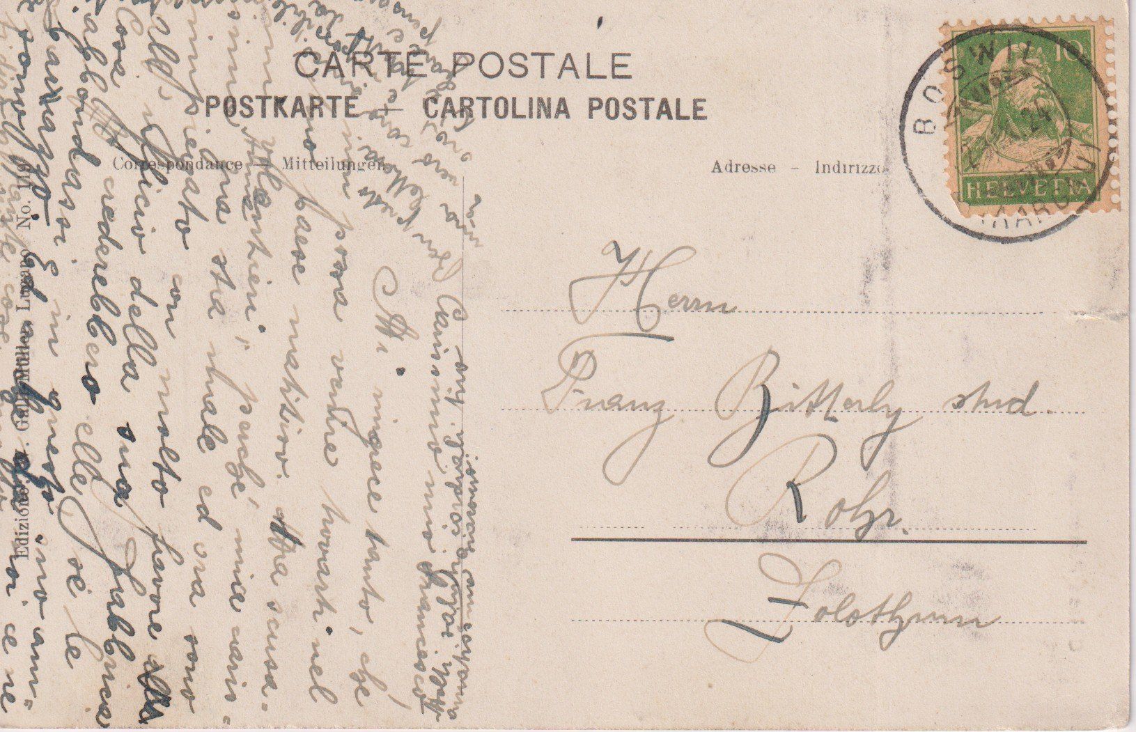 Cartoline postali: AK Chironico - Chiesa Parrocchiale 1924 – Usato da Riva San Vitale venduto da MAR-NAPO 1