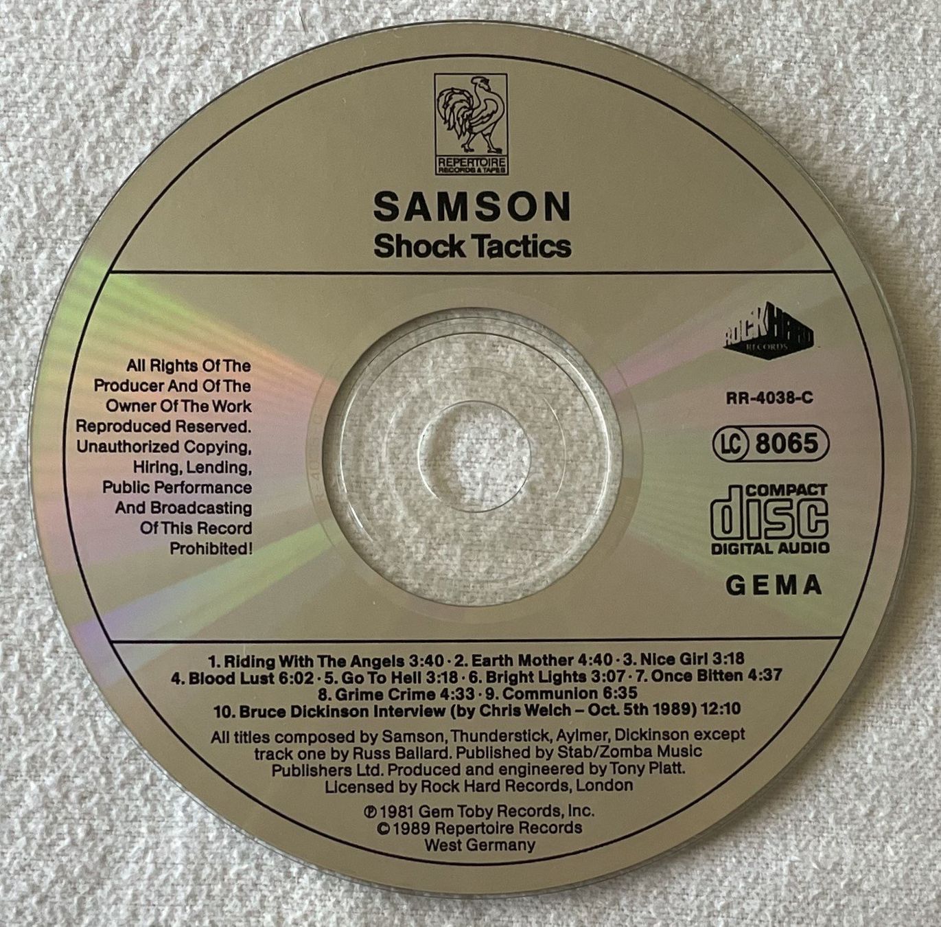 CDs: Samson – Shock Tactics - CD - 1989 - Repertoire Records – D'occasion à Uster par Zardodel 2