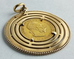 Franz Josef I. Goldmünze 10 Kronen - unbeschädigt eingefasst