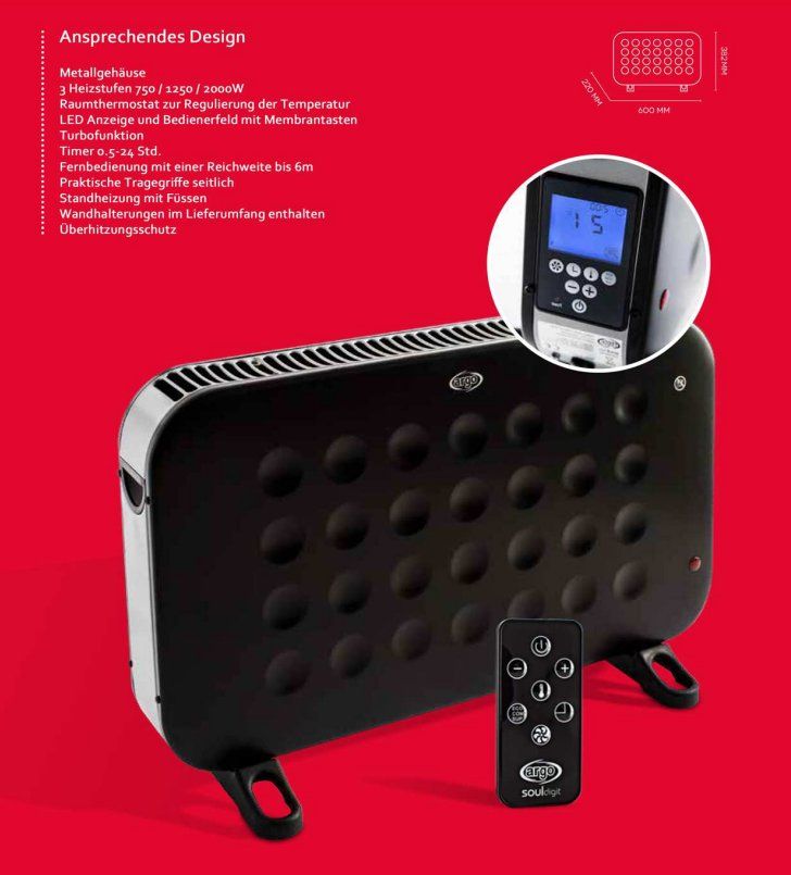 Radiateurs: Konvektionsheizung 2000W Argo Soul Digit – D'occasion à Cham par QS-Service 1