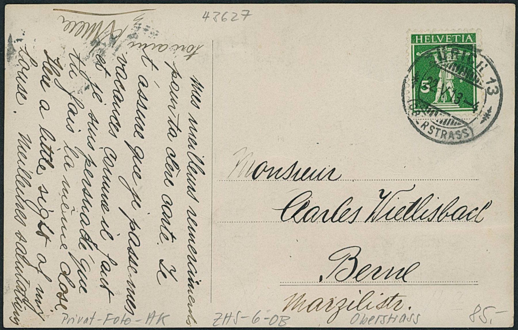 Cartoline postali: ZHS Oberstrass - Zürich – Usato da Schindellegi venduto da Jonathan77 1