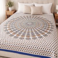 Tagesdecke Mandala Sofaüberwurf Baumwolle 210x240cm Blau