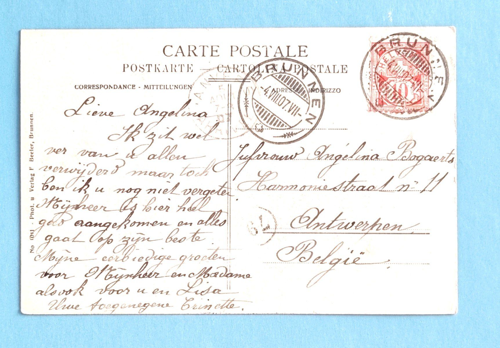 Cartoline postali: Brunnen - Quai - Dampfschiff - 1907 – Usato da Rothrist venduto da RROENK 1