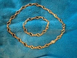 Elegantes Schmuckset, vergoldet Kette und Armband! B8