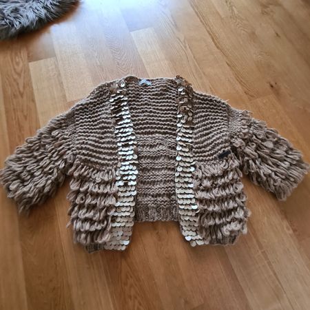 Kuschelige Strickjacke mit Pailletten Gr. one Size