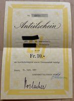 Anteilschein vom Lebensmittelverein Zürich